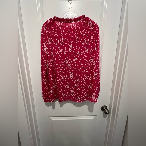 Like New Large Fuchsia and White Print Top Sheer with Lining - Picture 3 of 14